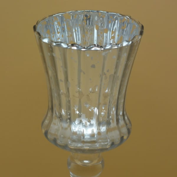 Strieborný sklenený svietnik na stopke 35 cm